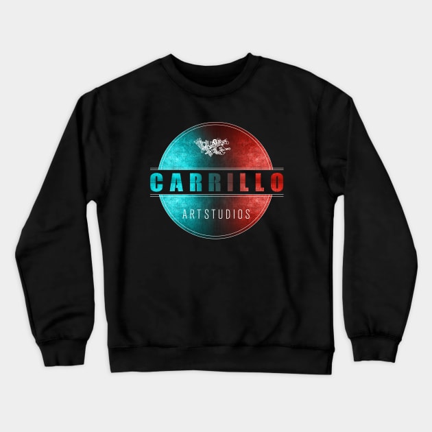 carrillo art studios logo blue and red Crewneck Sweatshirt by carrillo_art_studios